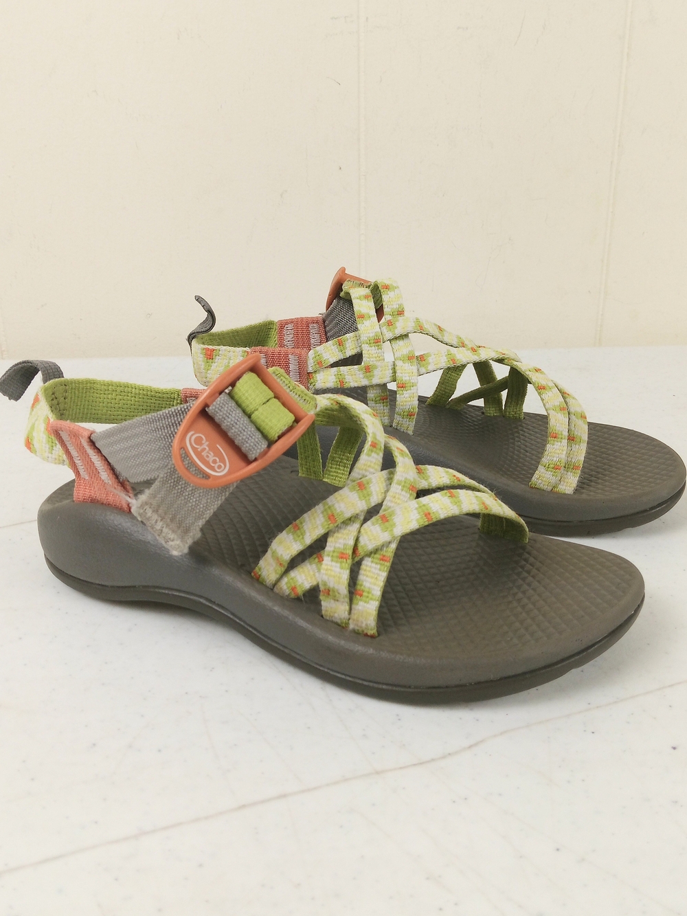 Chaco ZX/1 Ecotread Hiking Sandals Kids Size 1 Green Multi Strappy Slingback